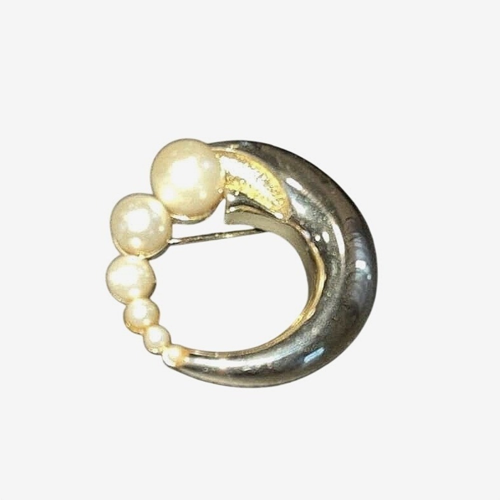 Vintage reproduction Faux Pearl Rhinestone  Pin Brooch‎